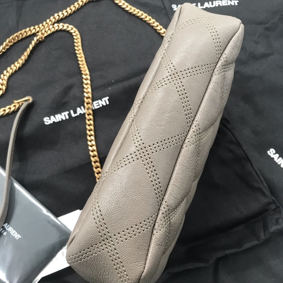 YSL Becky Double Zip Leather Pouch in Warm Taupe - Picture 7 of 17